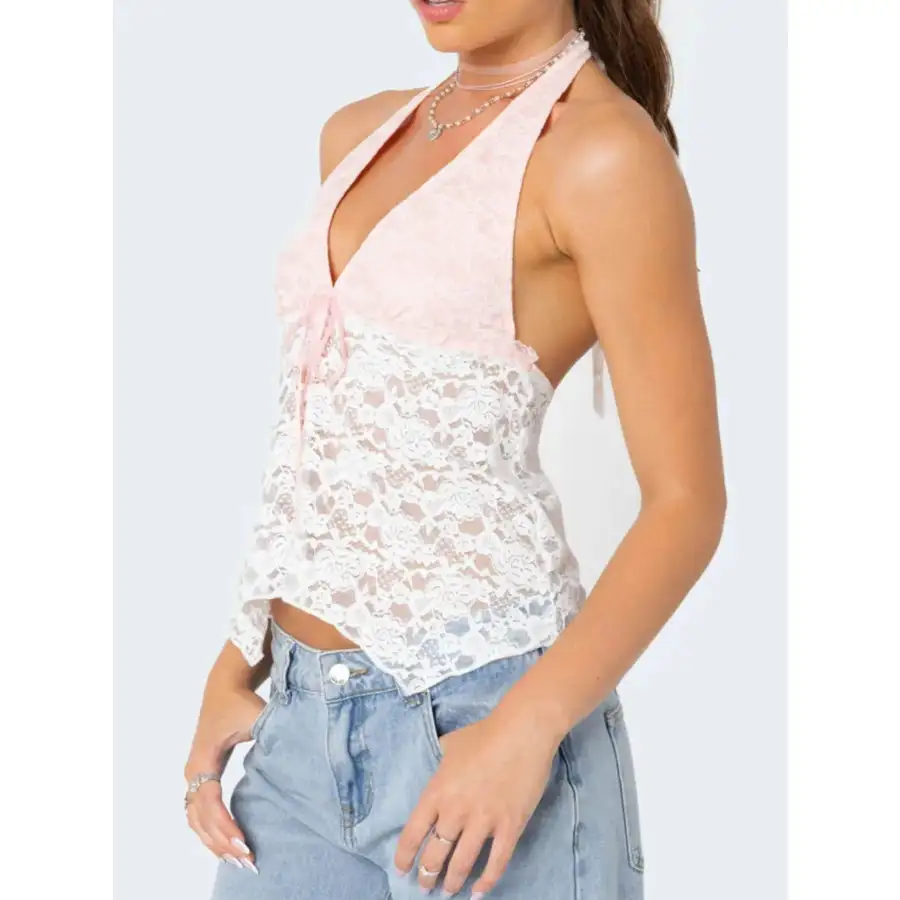 Lace Halter Neck Camisole Top