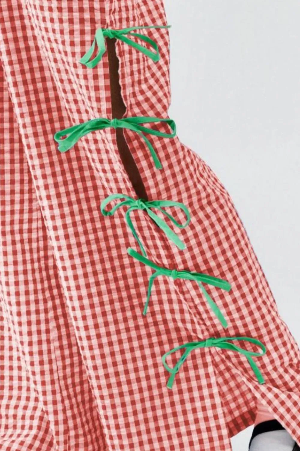 Side Tied Plaid Pants
