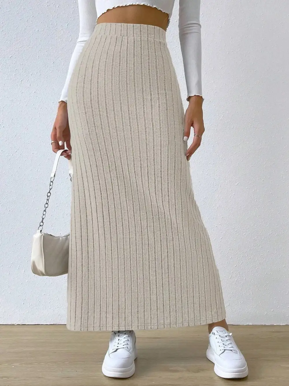 Knit Ribbed Maxi Skirt