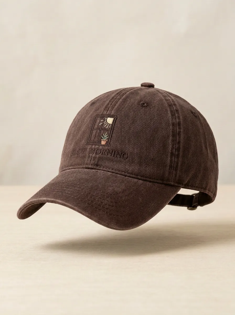 Classic Slow-Morning Window-Motif Embroidered Unisex Baseball Cap
