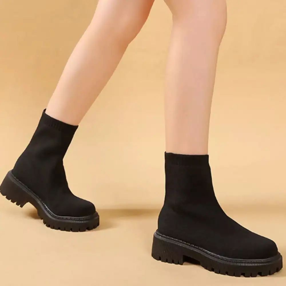 Round Toe Block Heel Boots