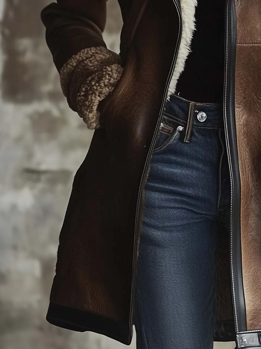 Faux-Leather Vintage Boho Coat