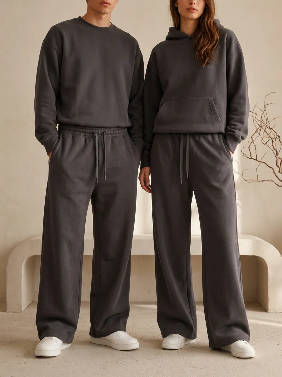 Unisex Drawstring Versatile Wide-Leg Track Pants
