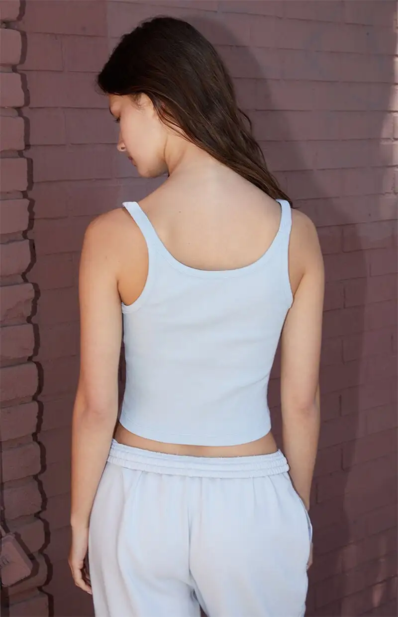 John Galt Light Blue Beyonca Cropped Tank Top