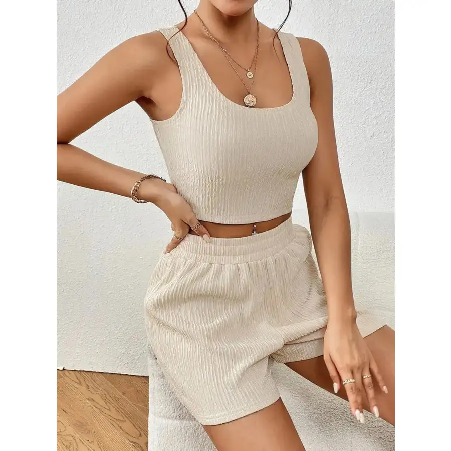 Scoop Neck Top and Shorts Set