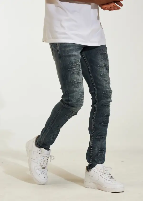 Restitched Distressed Skinny Jeans