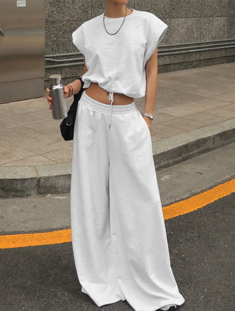 Sleeveless Vest Wide Pants Set