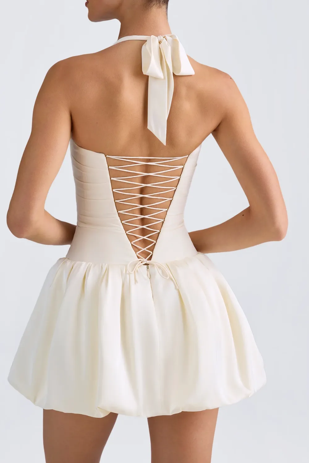 Playful Mini Bubble Skirt Halter Neck Dress