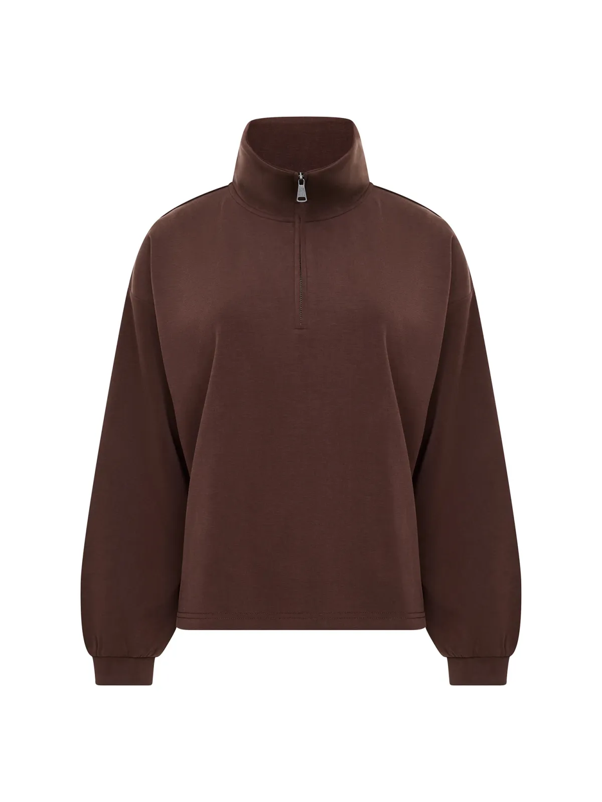 Basic Zip-Neck Sweatshirt With A Lazy Feel