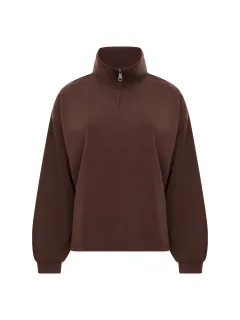 Basic Zip-Neck Sweatshirt With A Lazy Feel