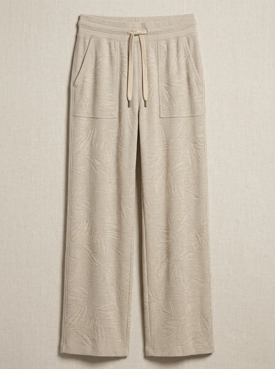 Women's Casual Tropical Leaf Beige Printed Joggers