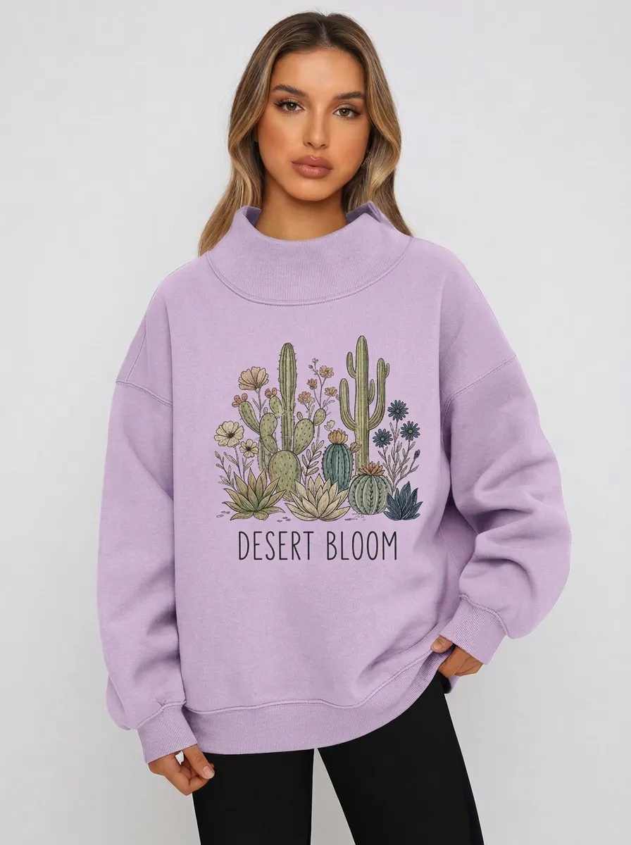 Women's Desert Bloom Cactus Floral Graphic Sweatshirt