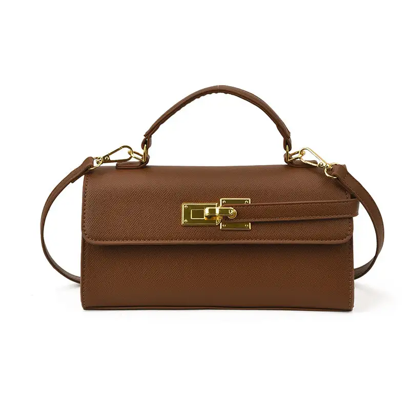 Minimal Compact Faux Leather Square Crossbody Bag