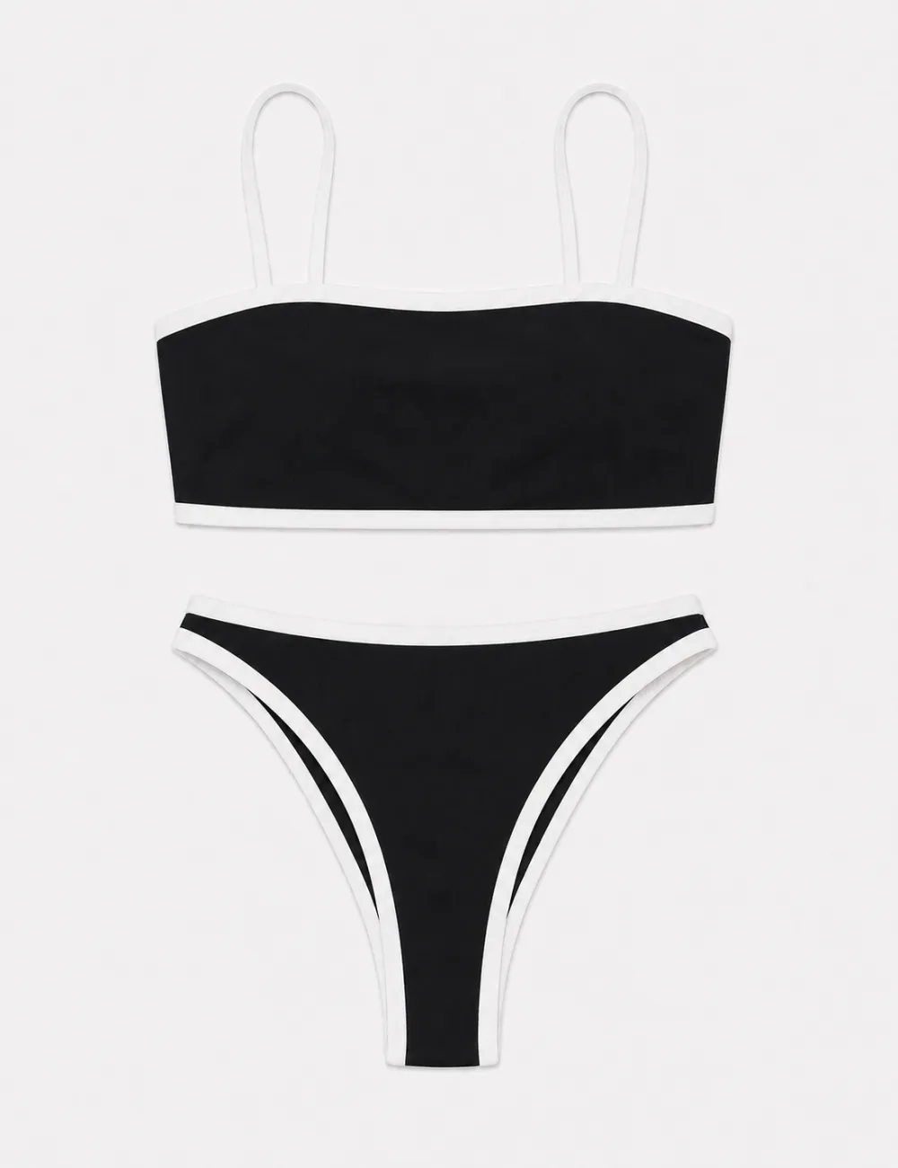 Simple Contrast Trim Balconette Bikini Set