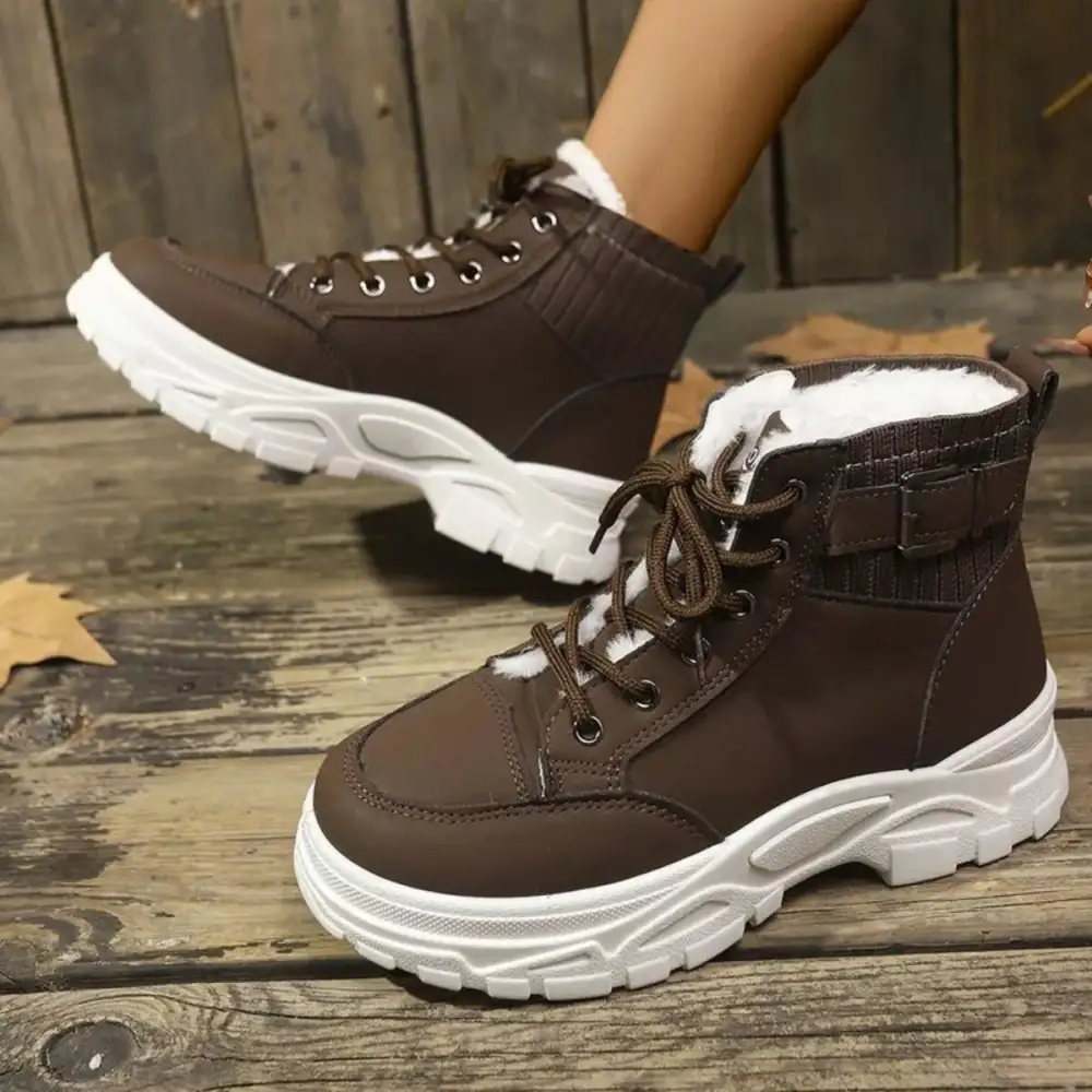 Plush Lining Lace-Up Boots