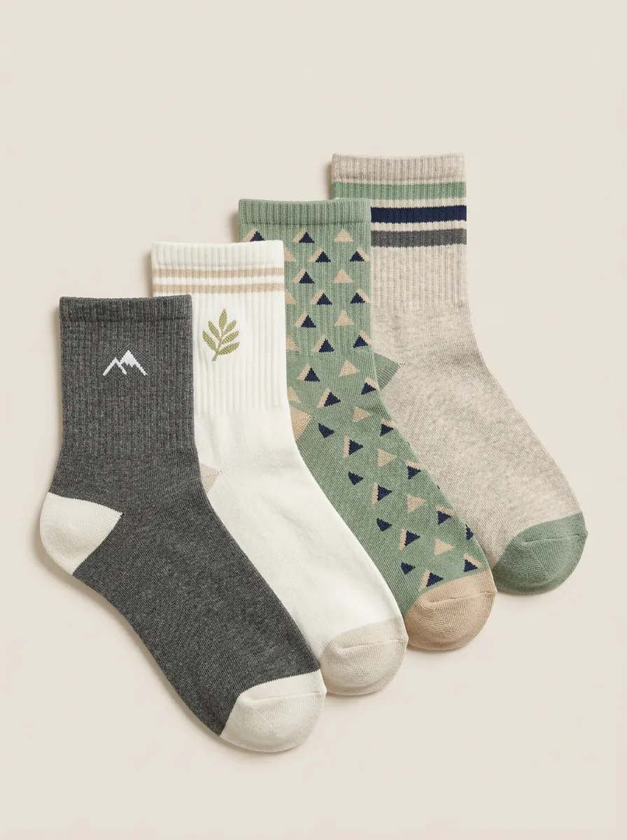 Casual Geometric Mountain Graphic Daily Wear Men's Four Pair Socks