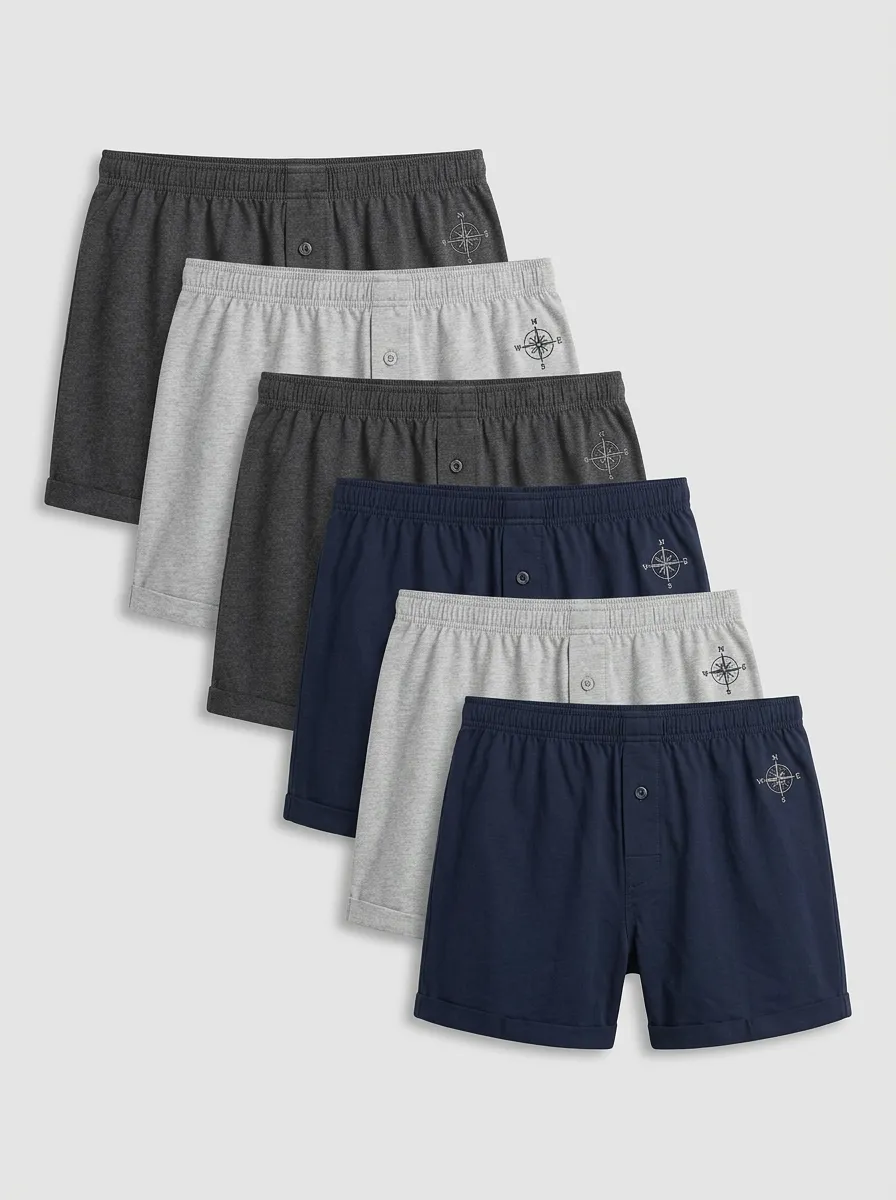 Men's Compass Graphic Folded-Hem Boxer Short Set