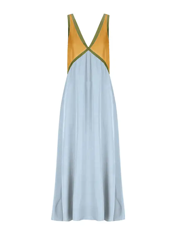 Loose Color Sleeveless Neck Maxi Dress