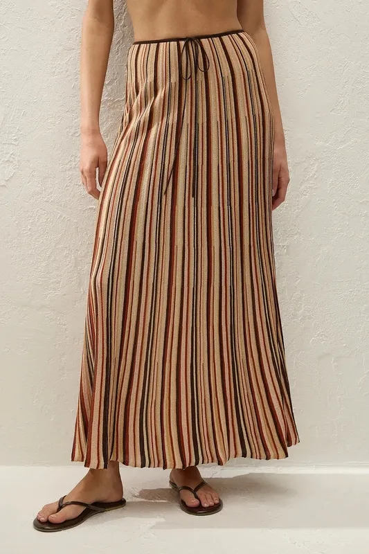 Striped Knit Midi Skirt