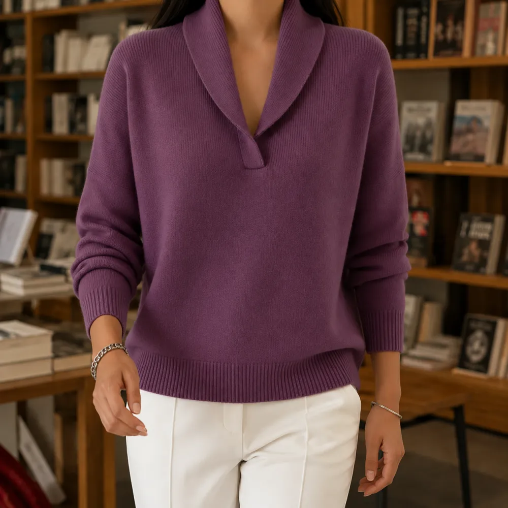 Shawl Collar Soft Knit Sweater