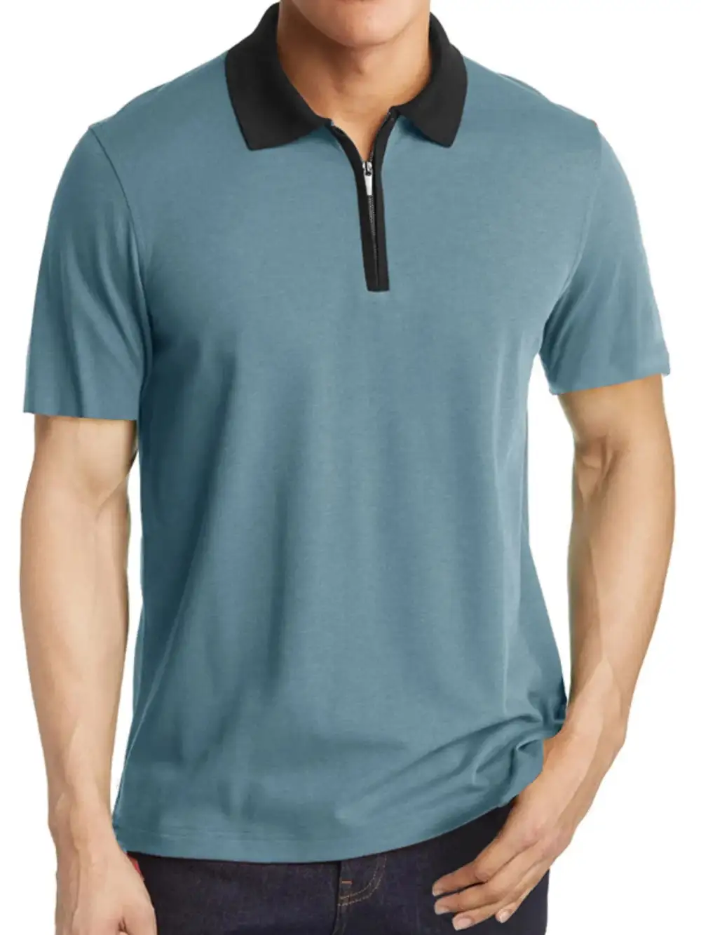 Woven Contrast Detail Collared Polo Shirt