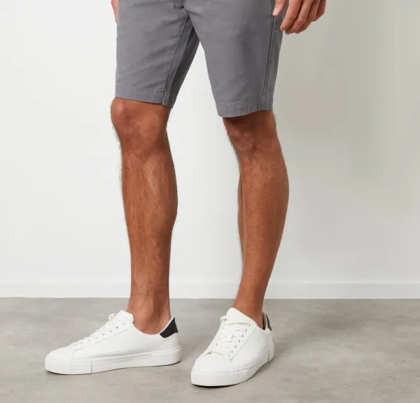 Slate Gray Belted Twill Shorts