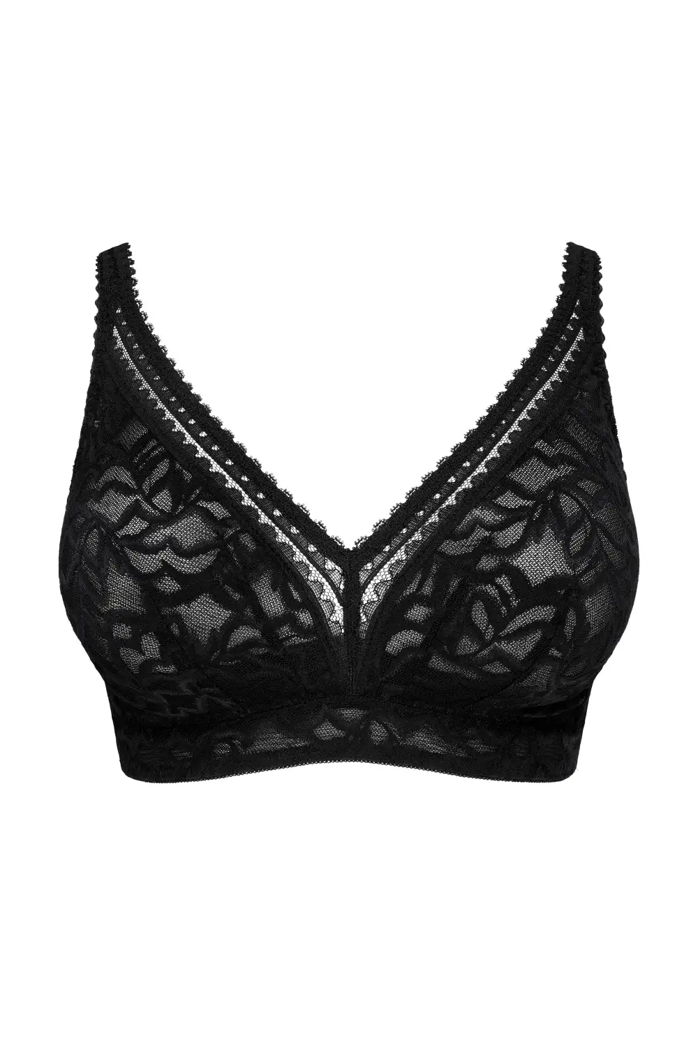 Women's Wireless Unpadded Leotard Back Scalloped Lace Embroidery Bra