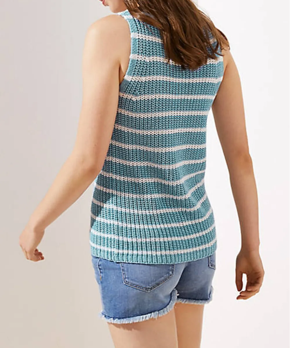 Striped V-Neck Sleeveless Knitted Tank Top