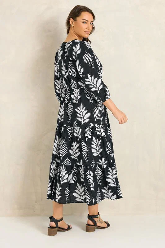 Black Mono Print Maxi Dress detail 2