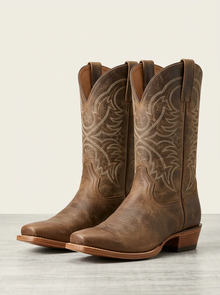 Unisex Western Cowboy Star Embroidered Cowboy Boots