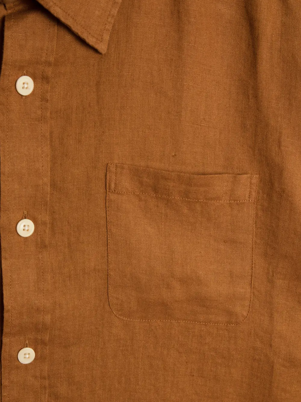 Orange Oversized Linen Short-Sleeve Shirt