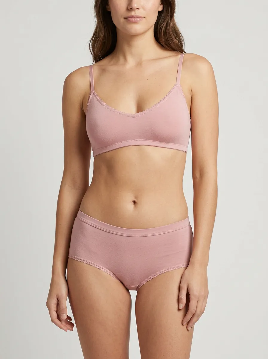 Women's Minimalist Lace Trimmed Bralette and Panty Set