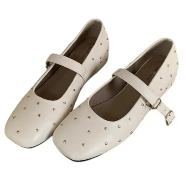 Grunge Sleaze Studded Mary Jane Flats