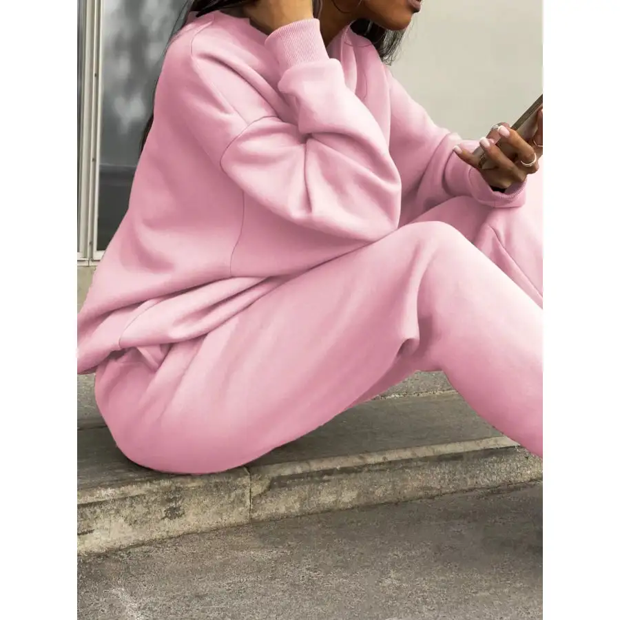 Half Zip Sweatshirt and Pants Set