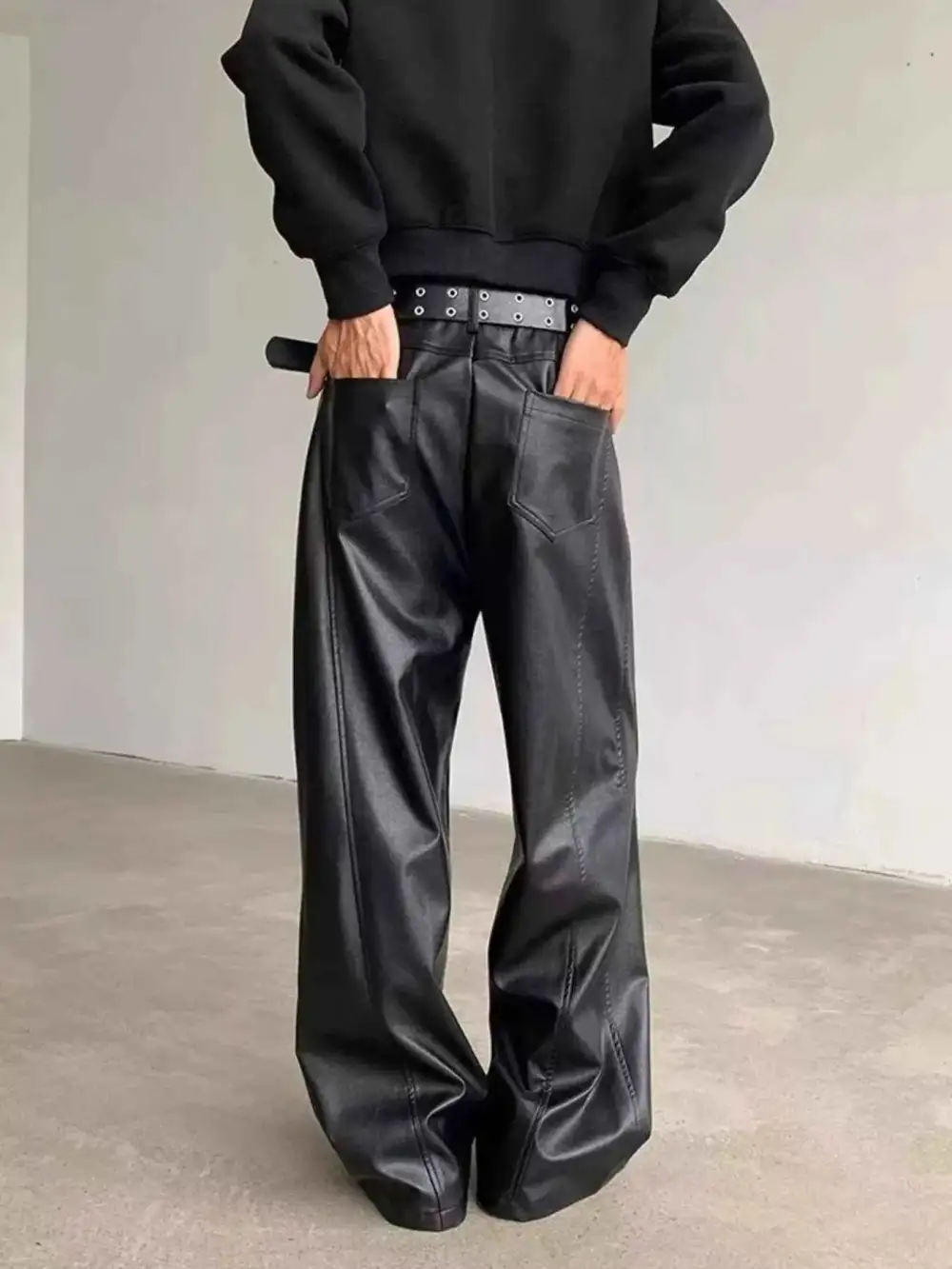 Leather Wide-Leg Pants