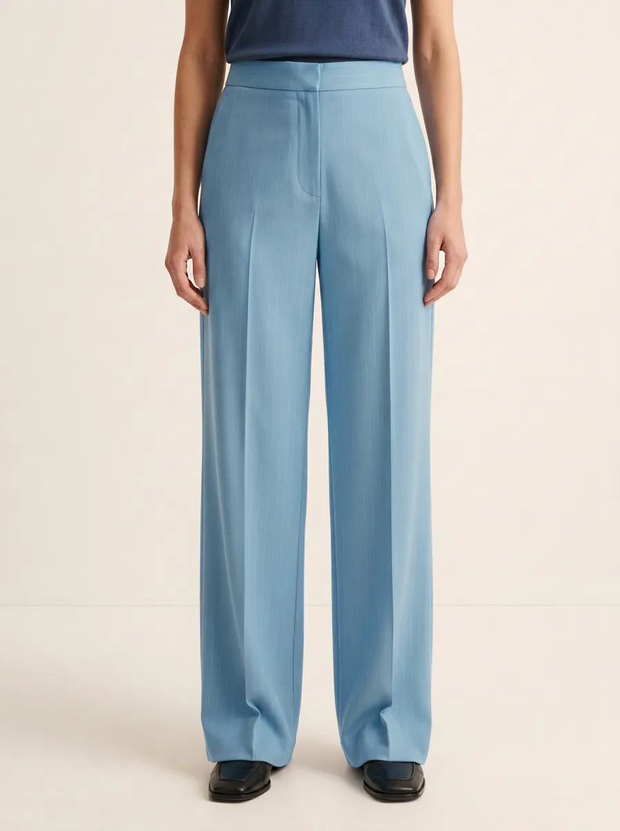 Timeless Pinstripe High Rise Wide Leg Pants