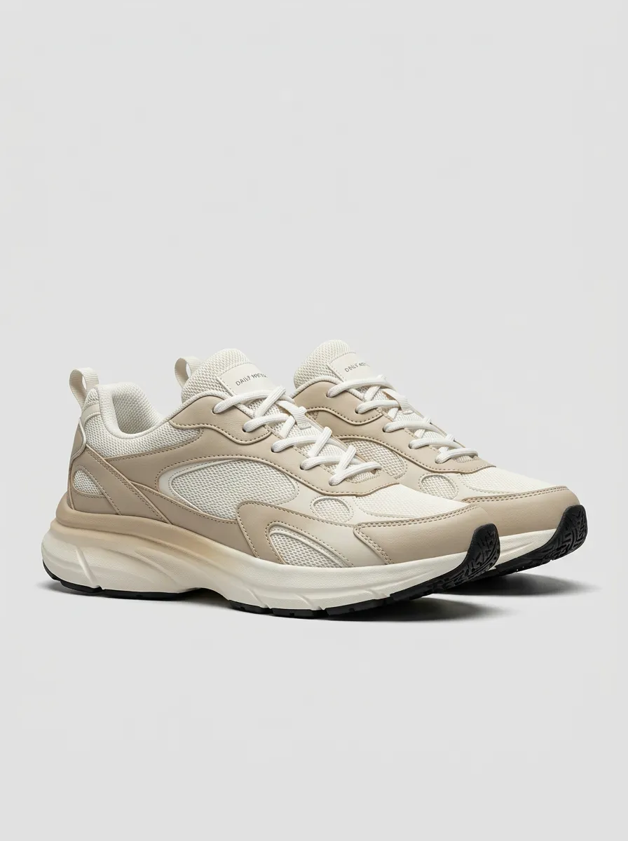 Minimal Mesh-Panel Casual Sneakers