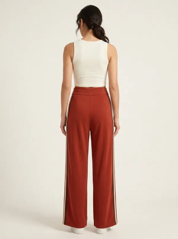 Women's High-Rise Double-Button Minimal-Pleat Wide-Leg Trousers
