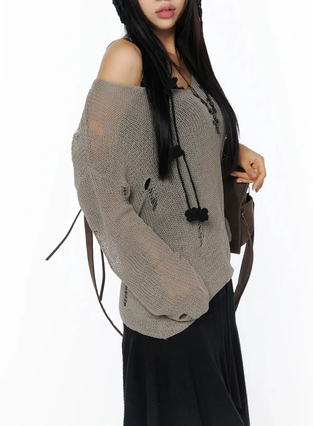 Sheer Distressed Knit Sweater