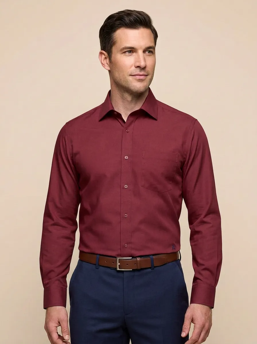 Men's Non-Iron Cotton A3 Embroidered Accent Dress Shirt