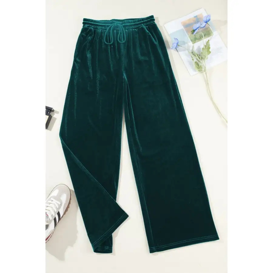 Drawstring Waist Wide Leg Active Pants