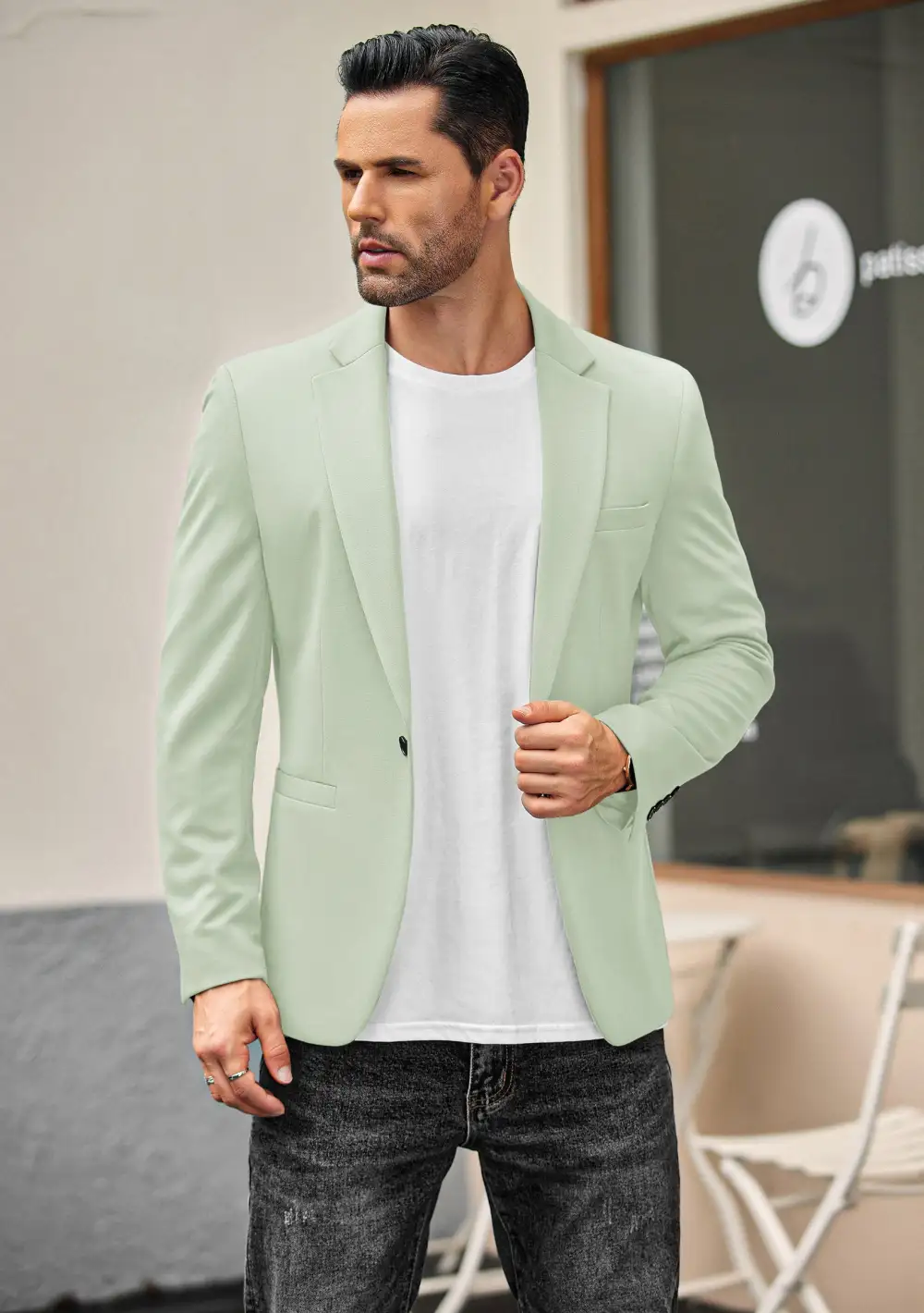 Simple One Button Blazer Jacket