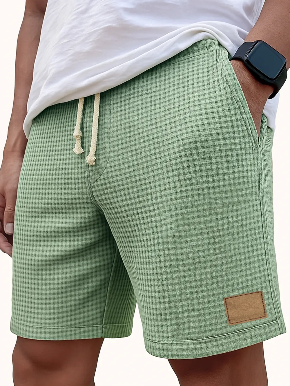 Textured Knit Seamed Detail Relaxed Shorts