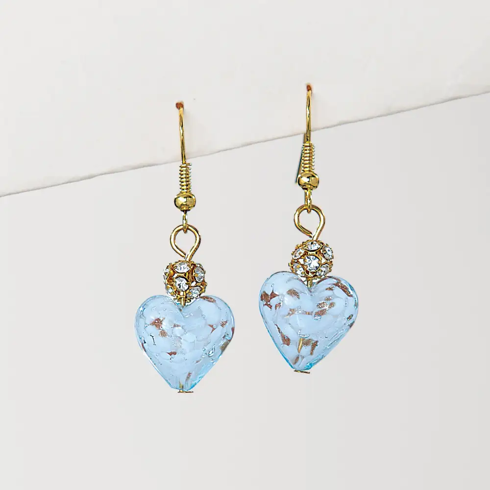 Modern Glass Heart Drop Earrings