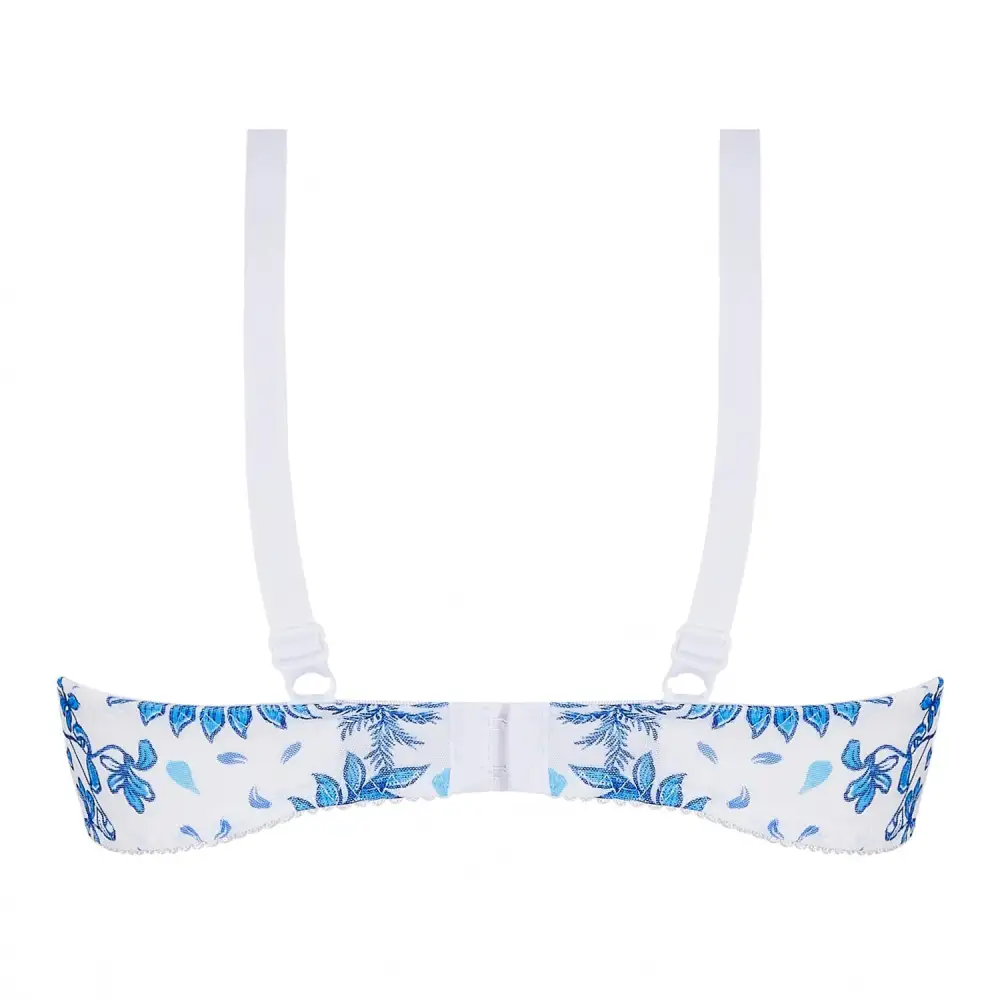 Women's Wireless Adjustable Straps Lace Mesh Jacquard Sheer Detail Printed Tulle Bra