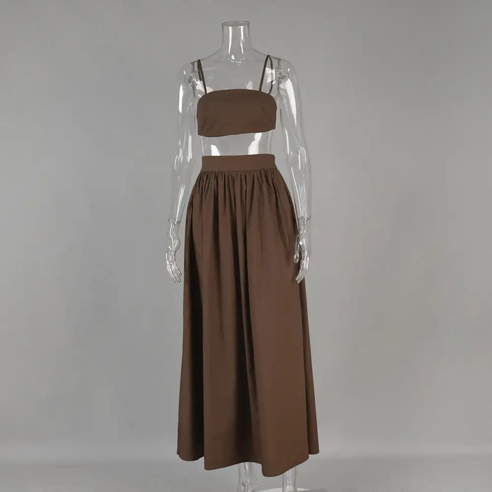 Polished Short Camisole And Long Skirt Set