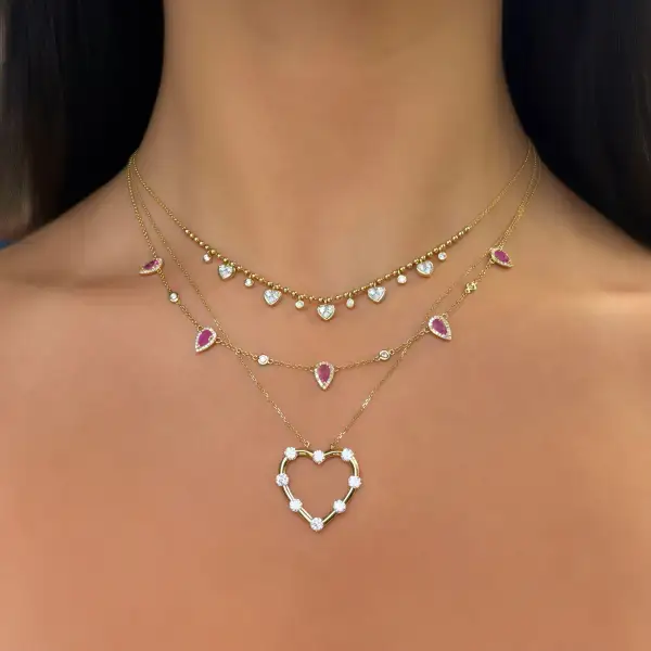Textured Diamond Sapphire Necklace