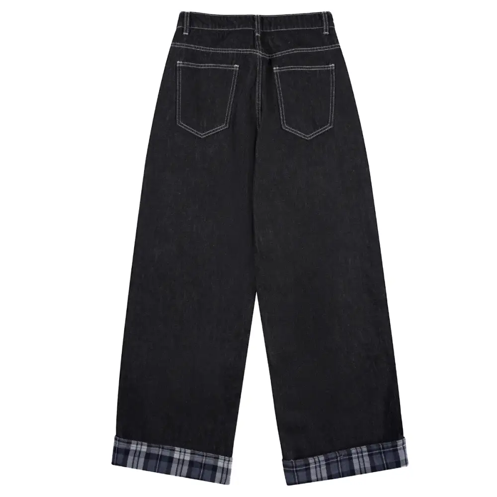 Baggy Plaid Denim Jeans