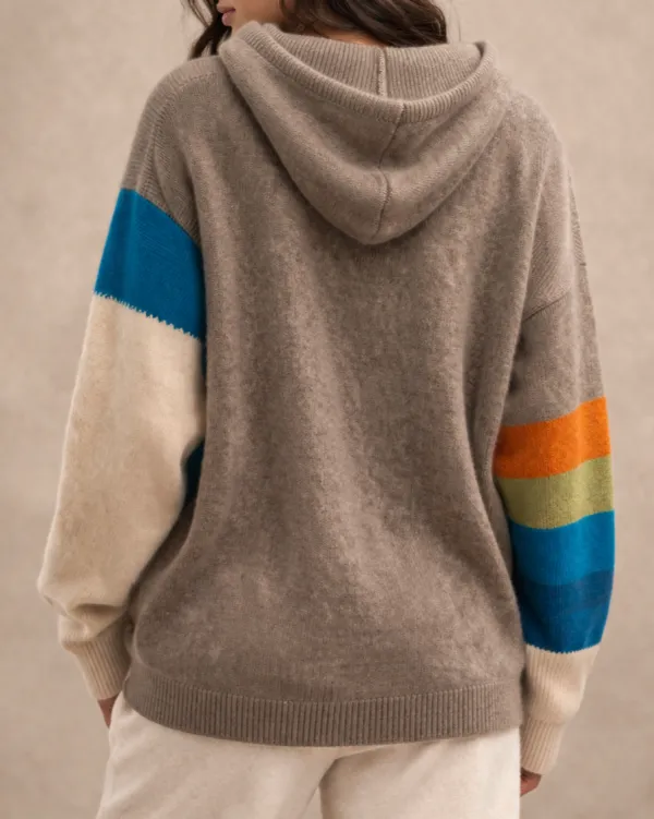 Rainbow Cashmere Knit Hoodie