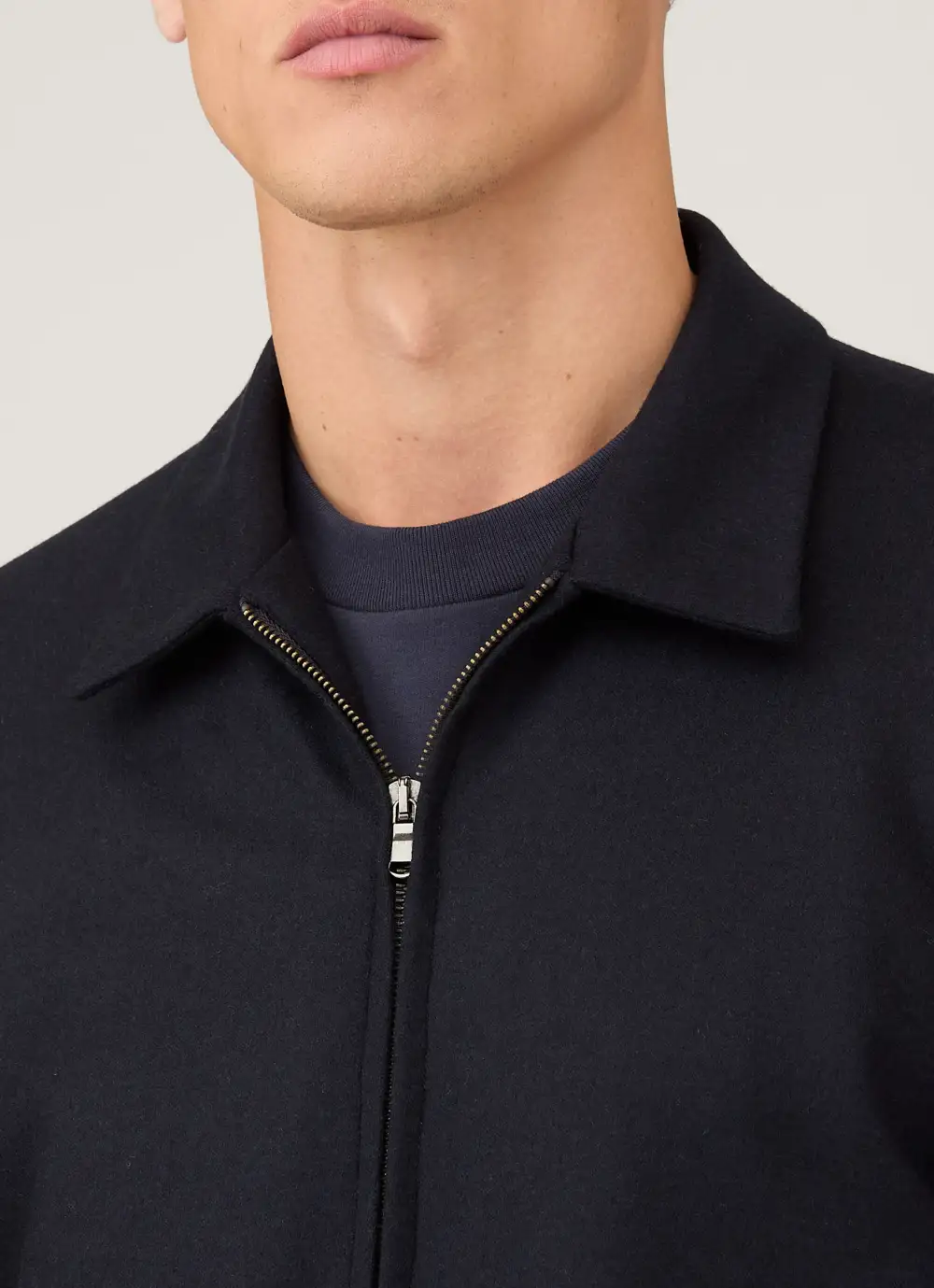 Fully Lined Boiled Wool Harrington Jacket
